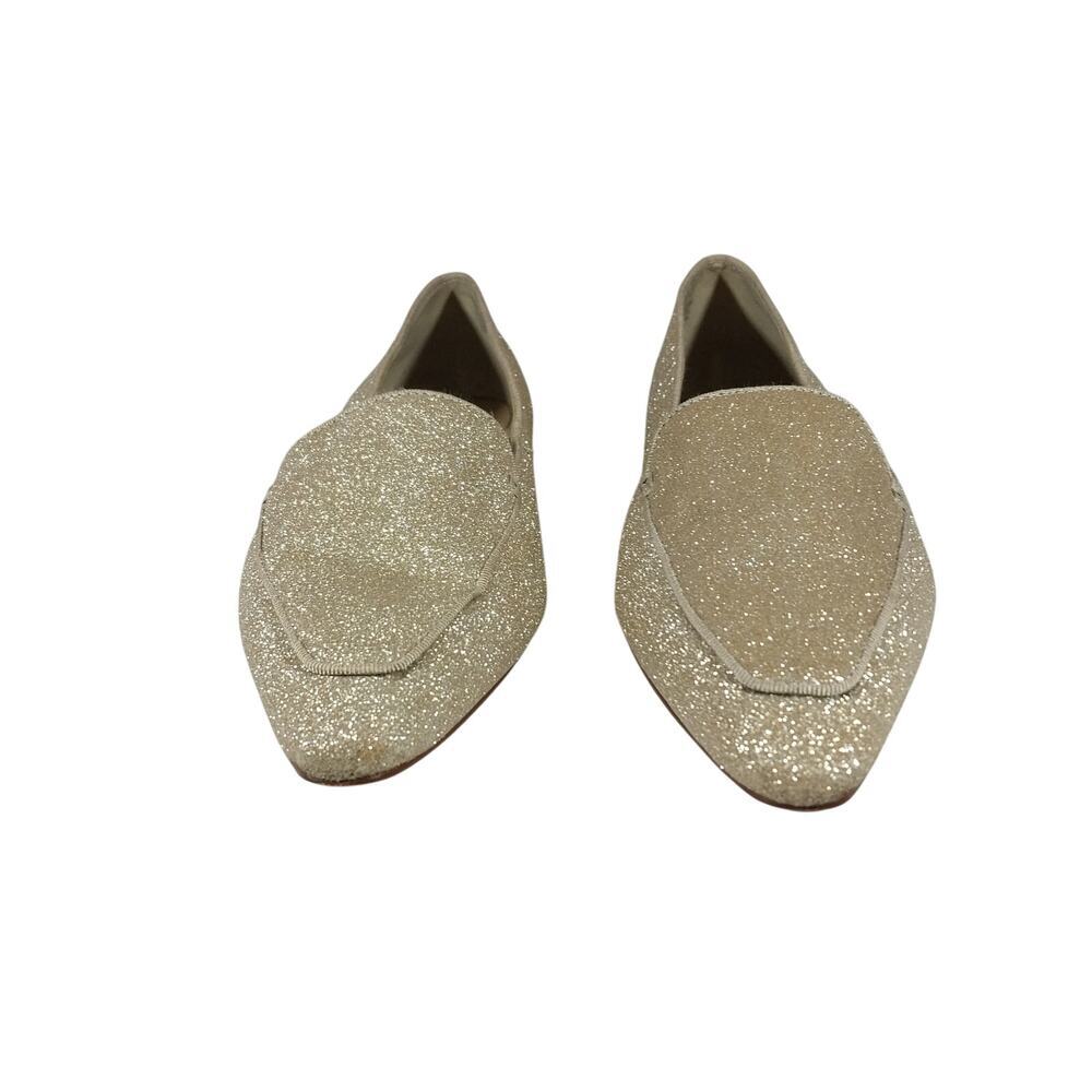 ANN TAYLOR! SWEET GOLDEN STARDUST POINTY TIE CLASSIC SLIP-ON LOAFERS! SZ 6M - Picture 5 of 10